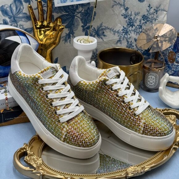 🆕 KURT GEIGER LONDON 🧿 NWOB Laney Rainbow Crystal Platform Sneaker Sz 38.5 US8 - Picture 5 of 14